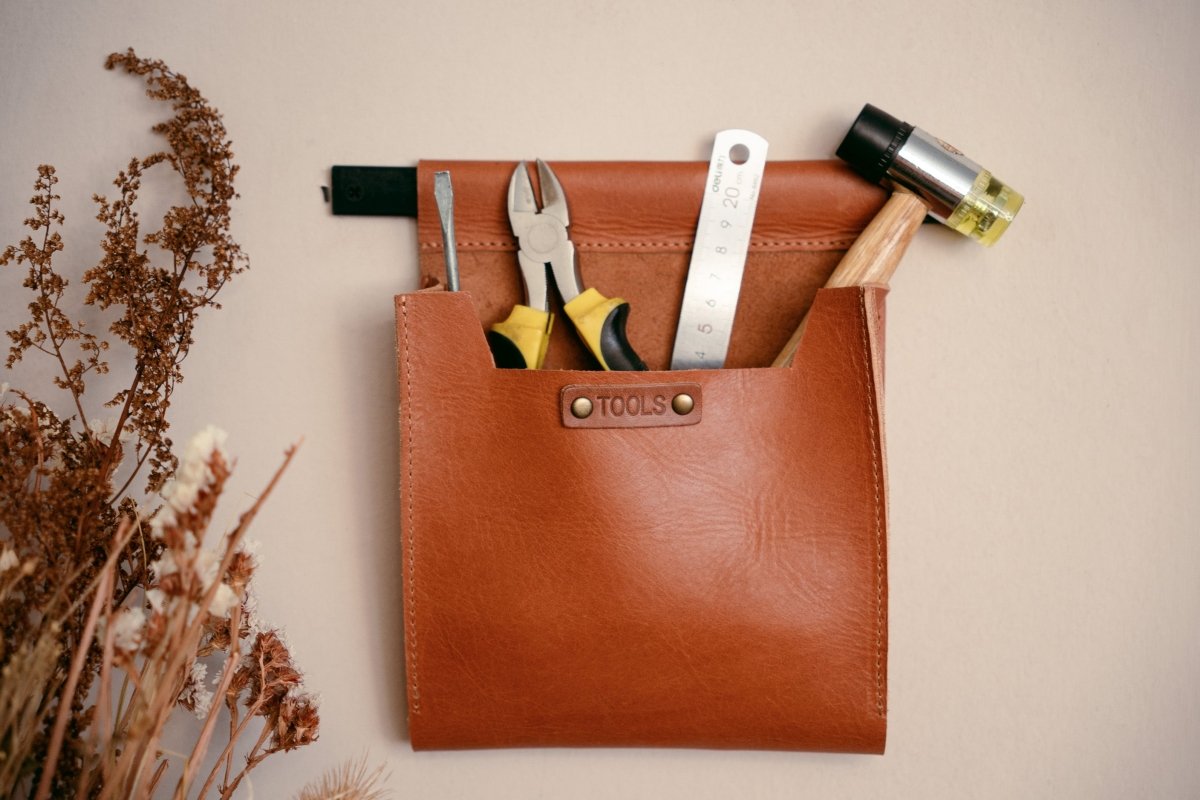 Leather Wall Pockets OrganizerTanGaucholife