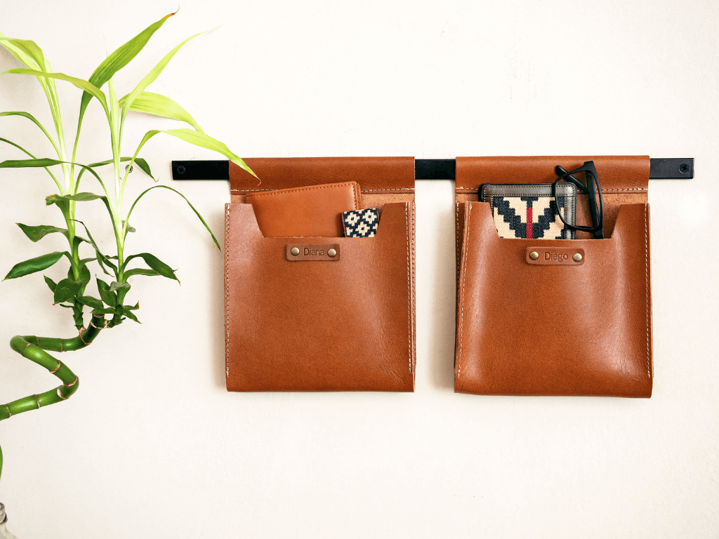 Leather Wall Pockets OrganizerBrownGaucholife