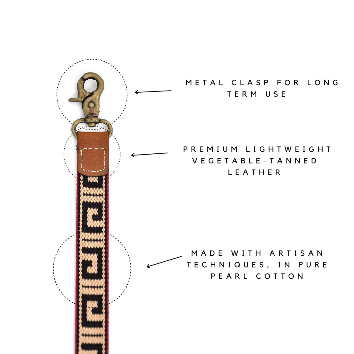 Leather Necklace Lanyard (Greek Black)Gaucholife