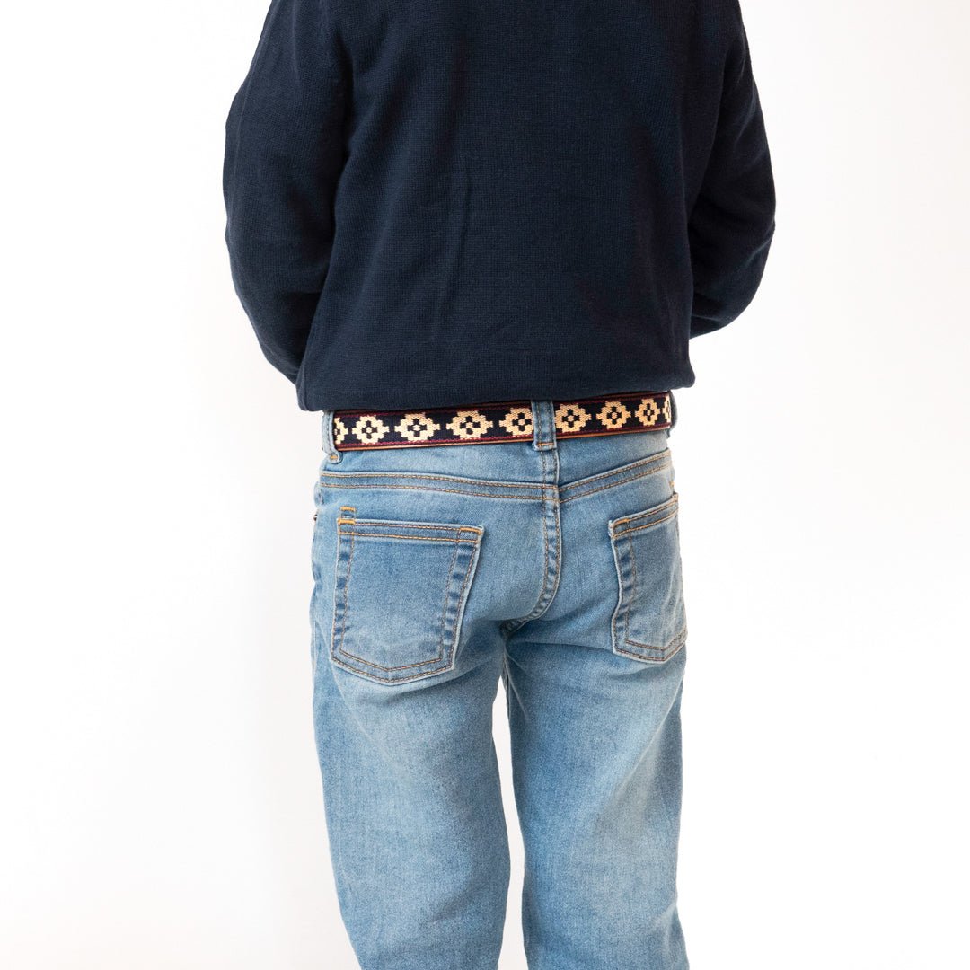Kids Guarda Pampa Woven Polo Belt (Beige/Blue)XSGaucholife