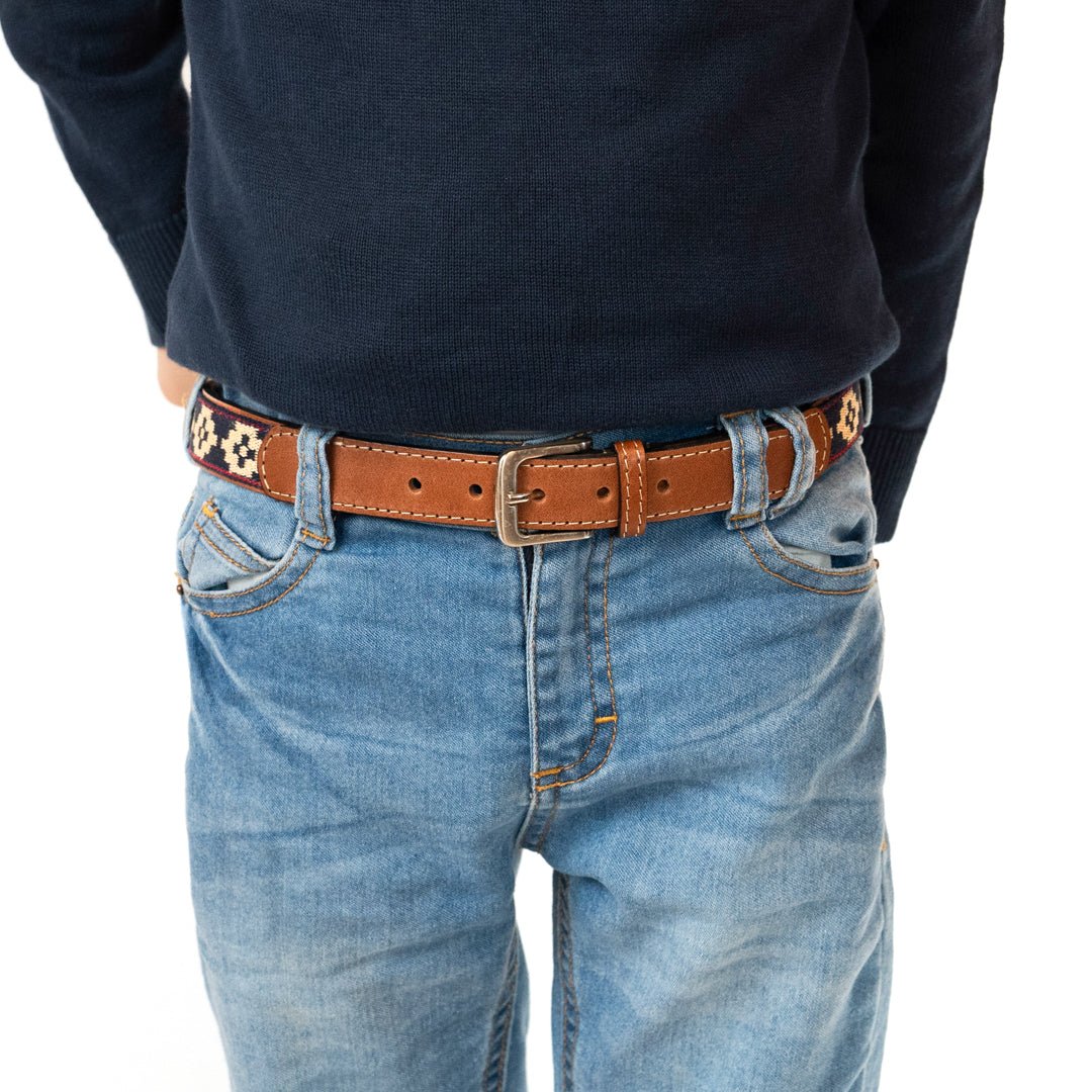 Kids Guarda Pampa Woven Polo Belt (Beige/Blue)XSGaucholife