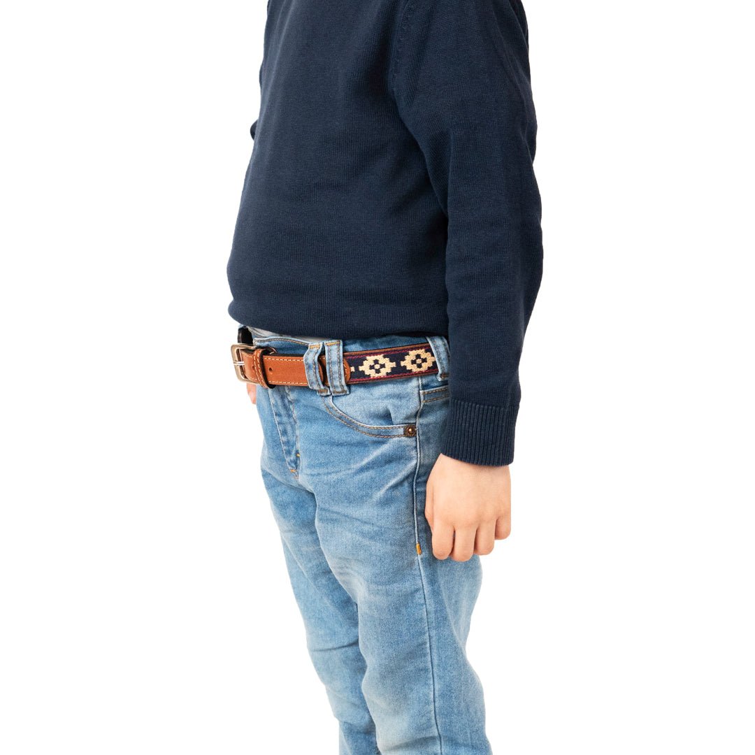 Kids Guarda Pampa Woven Polo Belt (Beige/Blue)XSGaucholife