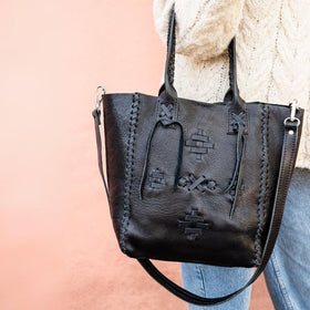 Leather Purse Boho Style Woven DetailingTanGaucholife