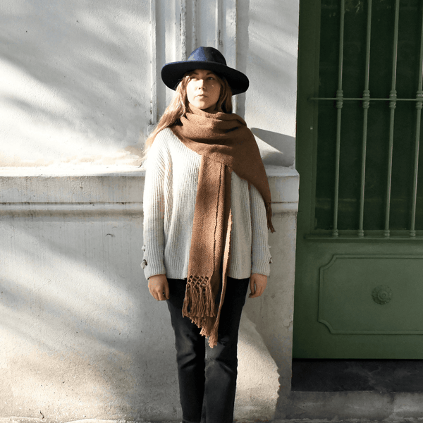 Llama Wool Knitted Scarf (Brown)