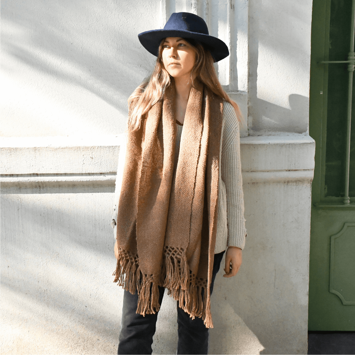 Llama Wool Knitted Scarf (Brown)Gaucholife