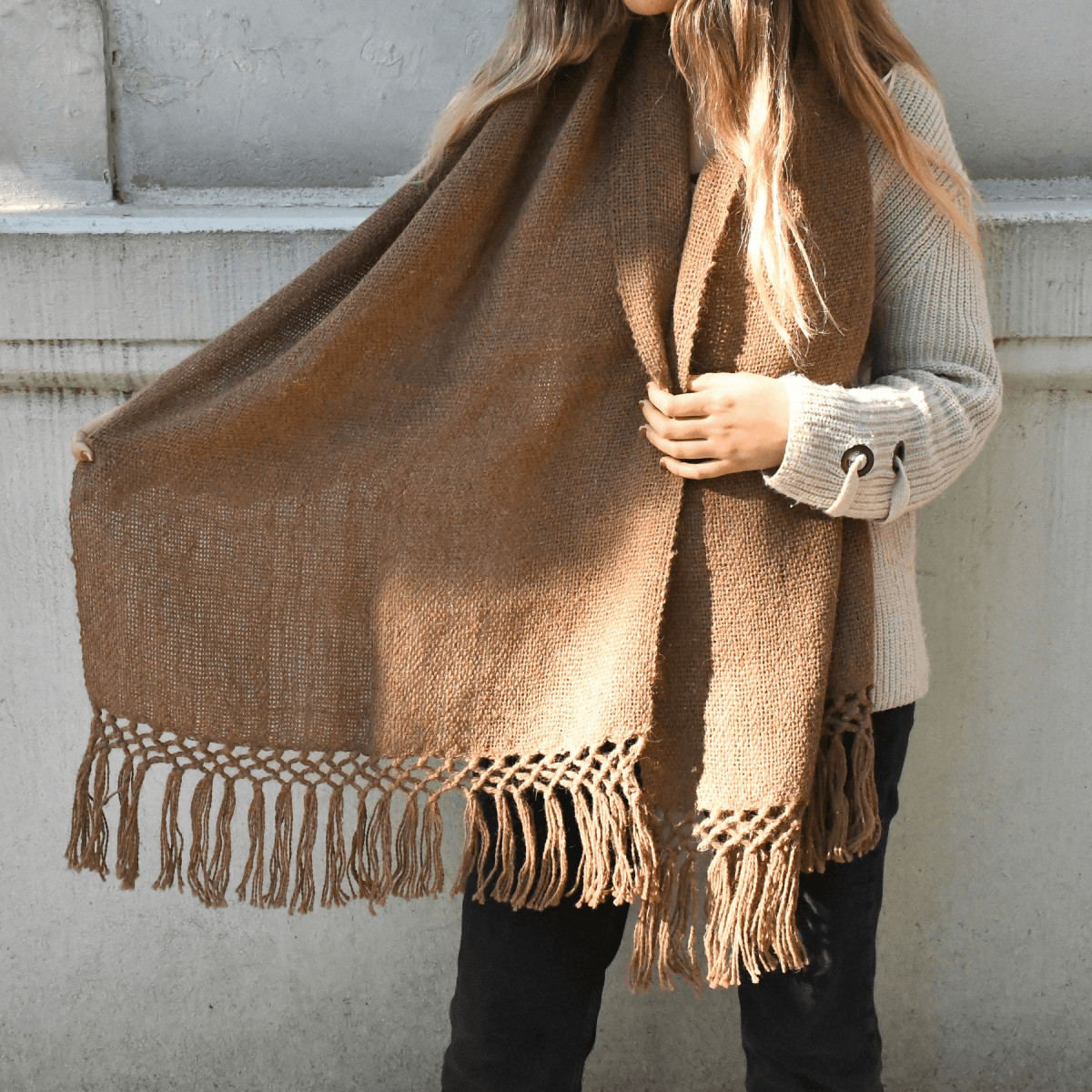 Llama Wool Knitted Scarf (Brown)Gaucholife