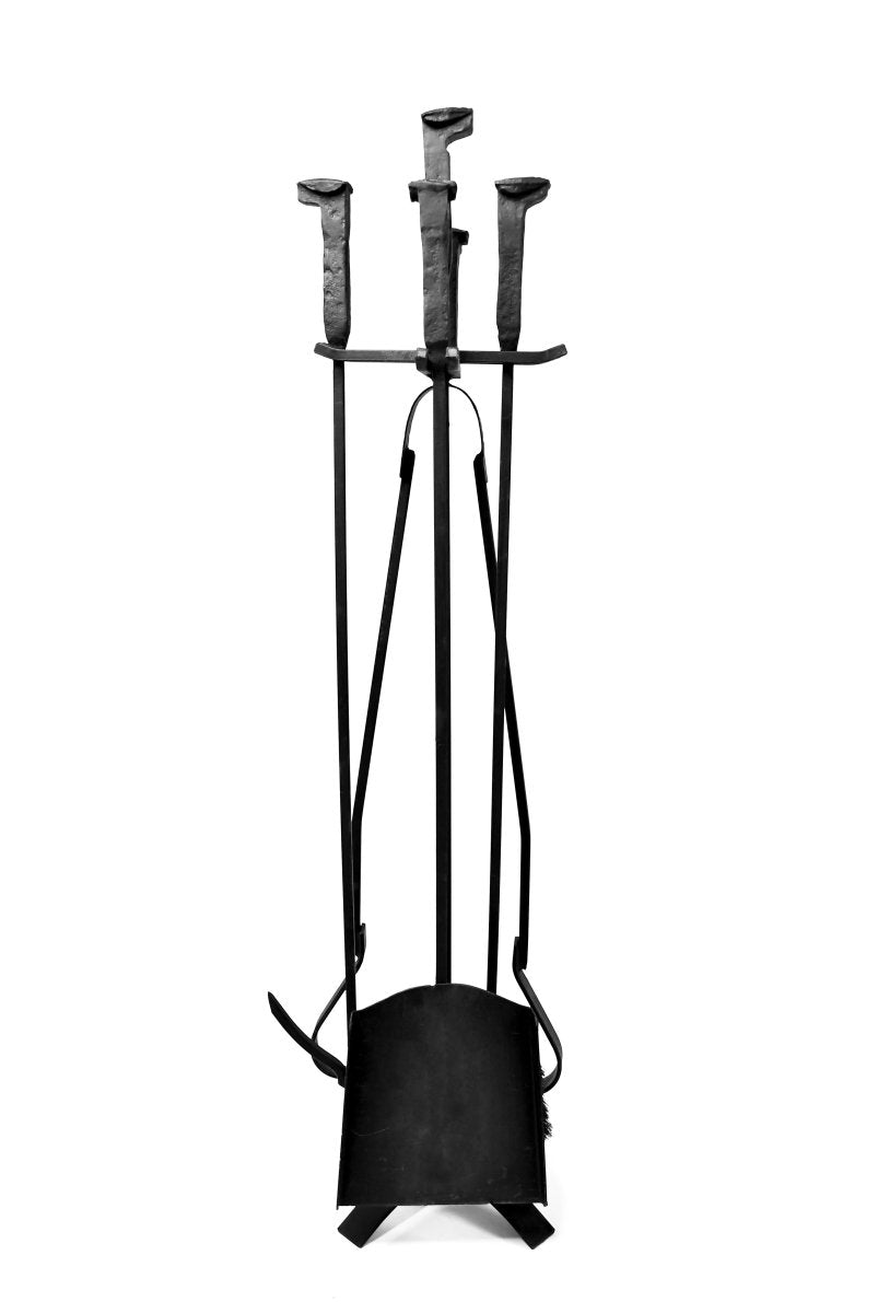 Fireplace Pit Tools Set Fire Poker Tongs Brush Shovel And Stand | Blacksmith MadeStandGaucholife