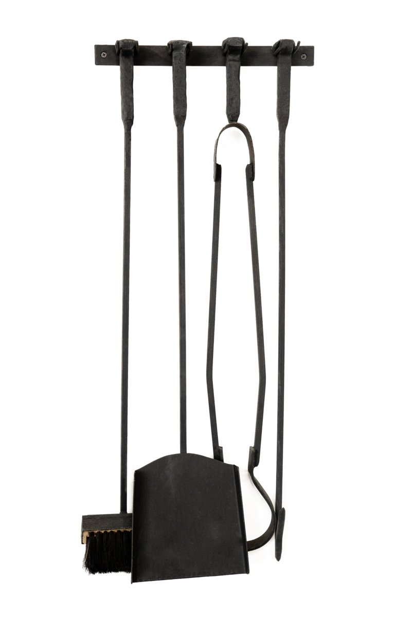 Fireplace Pit Tools Set Fire Poker Tongs Brush Shovel And Stand | Blacksmith MadeStandGaucholife