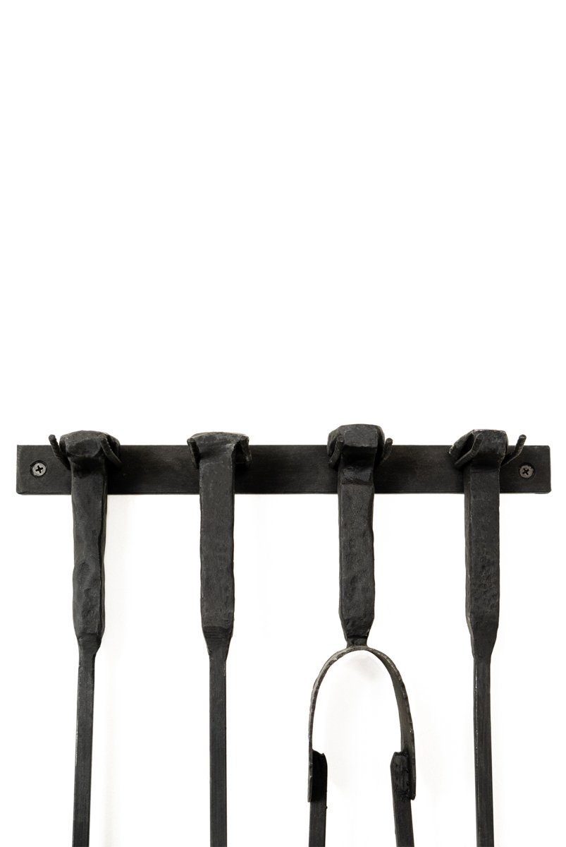 Fireplace Pit Tools Set Fire Poker Tongs Brush Shovel And Stand | Blacksmith MadeStandGaucholife
