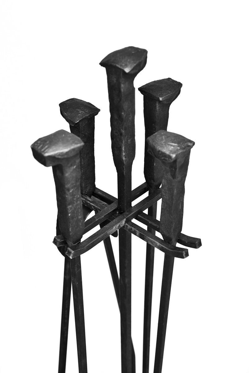 Fireplace Pit Tools Set Fire Poker Tongs Brush Shovel And Stand | Blacksmith MadeStandGaucholife