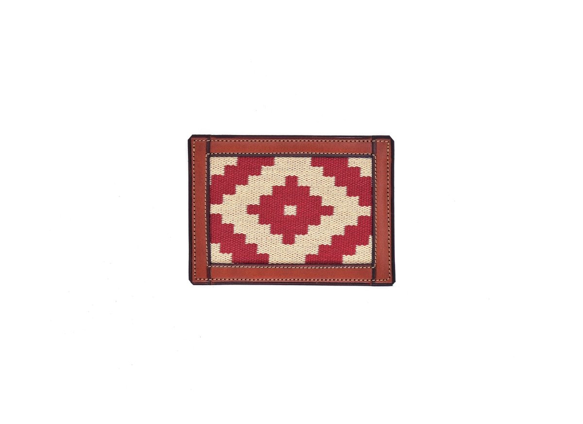 Thin Woven Leather Card Holder (Red)TanGaucholife