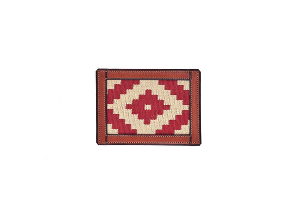Thin Woven Leather Card Holder (Red)