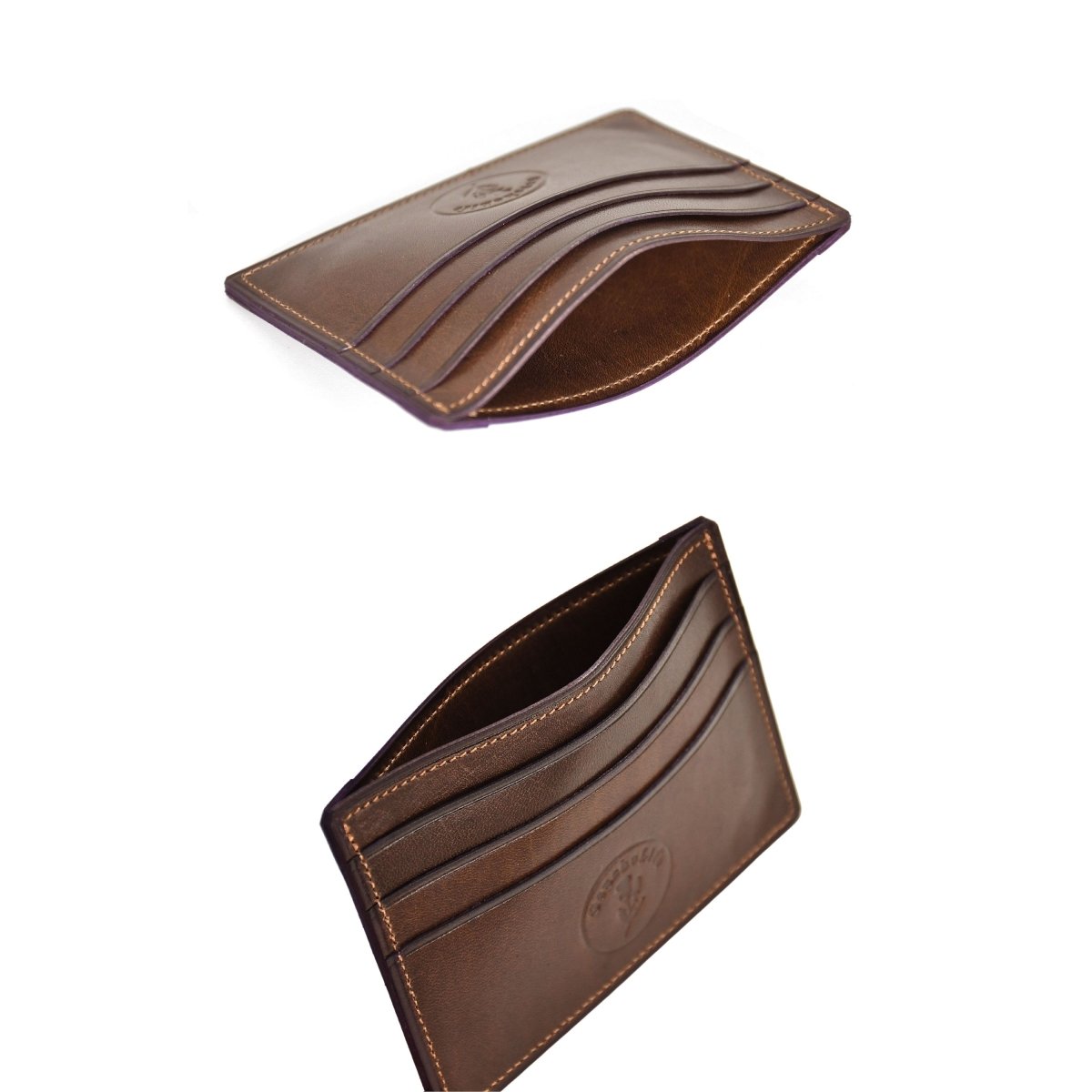 Thin Woven Leather Card Holder (Cross)BrownGaucholife