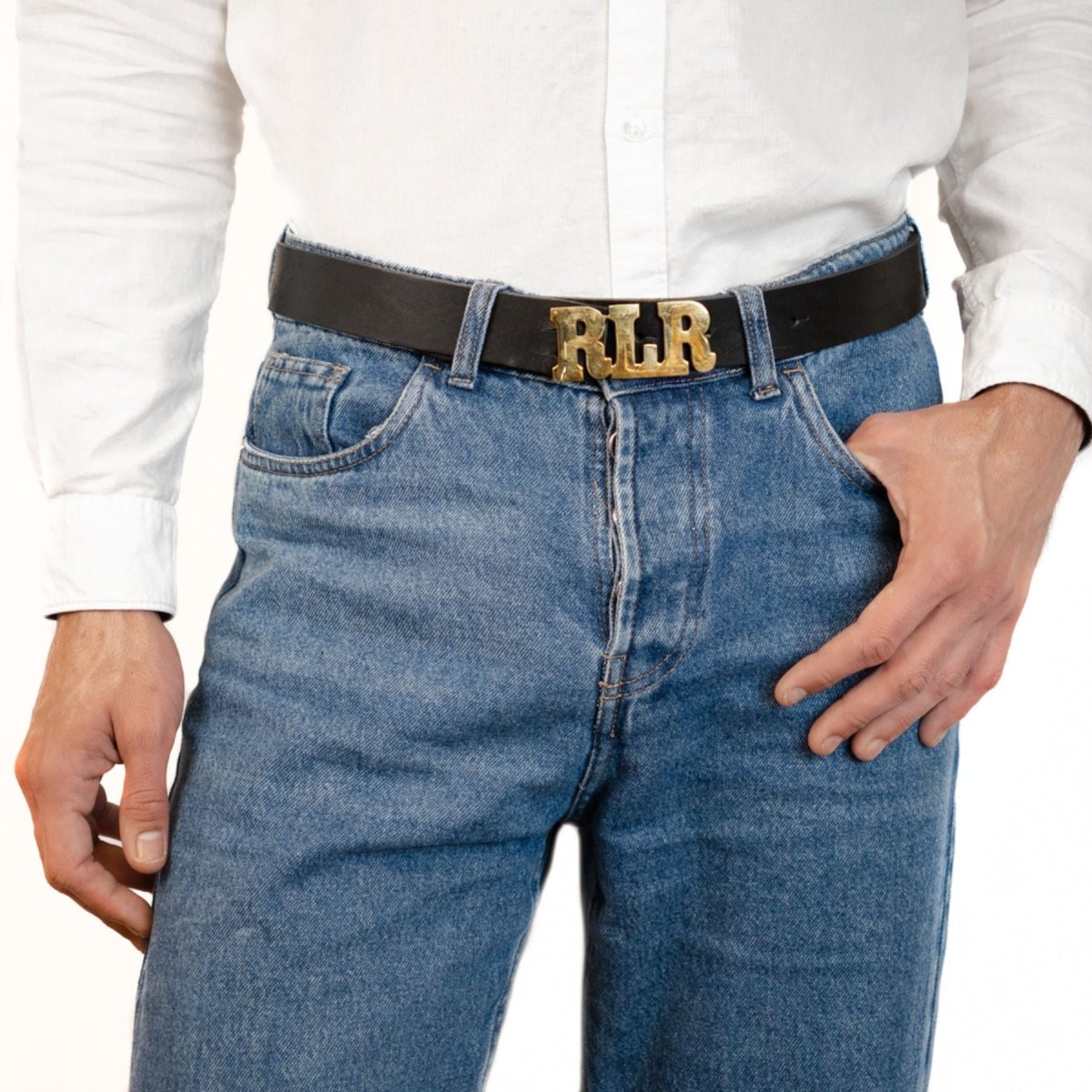 Personalized Leather Buckle BeltBlackGaucholife