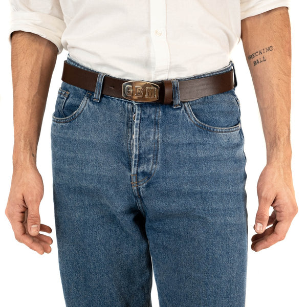 Personalized Leather Buckle Belt