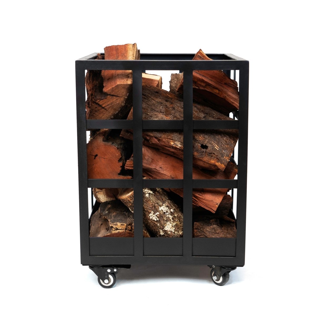 Handmade Solid Iron Firewood Holder with WheelsSMALLGaucholife