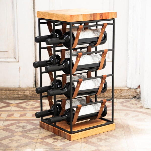 Leather and Iron Wine Rack