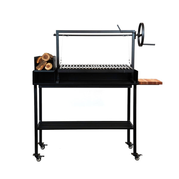 Premium Santa Maria Grill with V-Shaped Grates and Cart