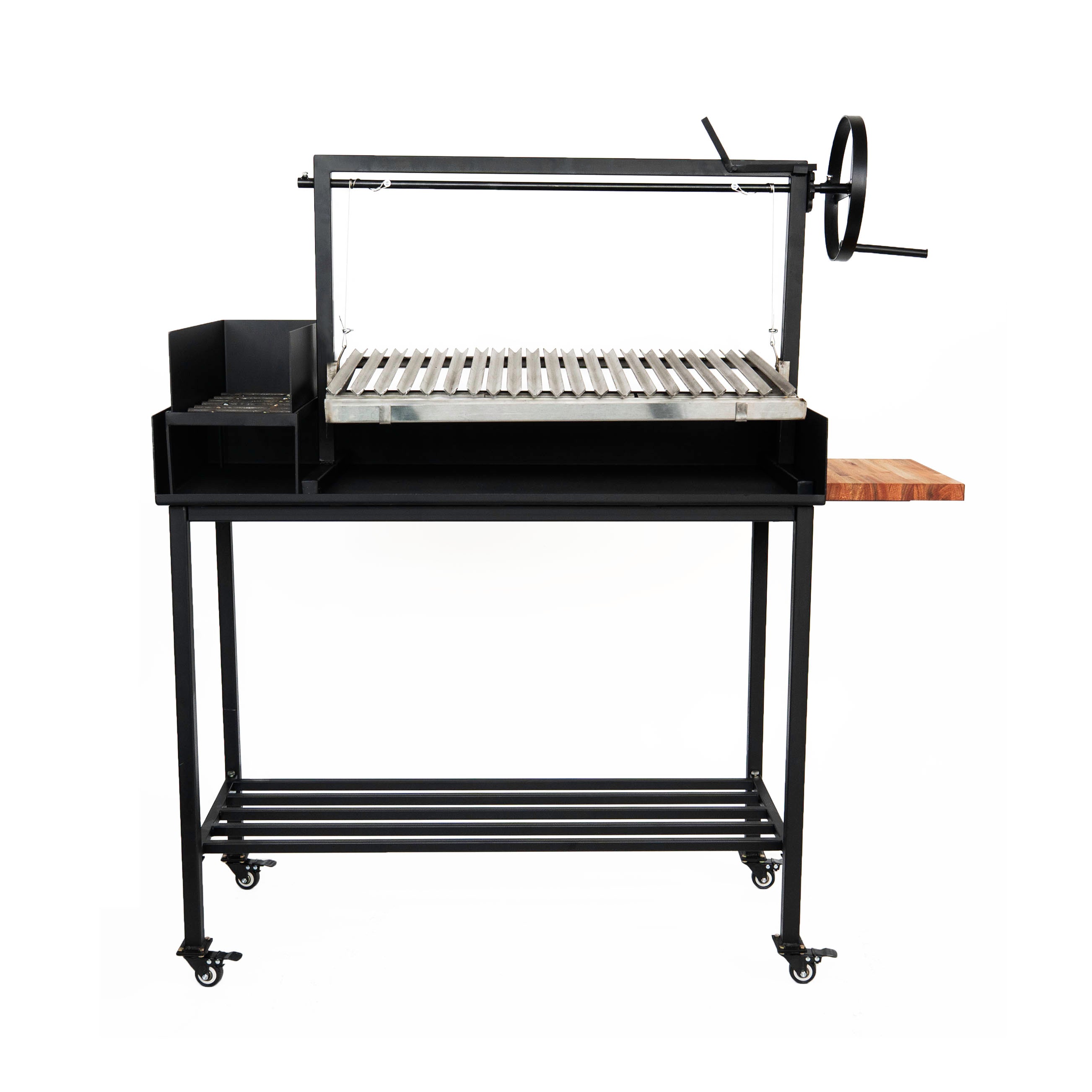 Premium Santa Maria Grill with Inox V-Shaped Grates and Cart