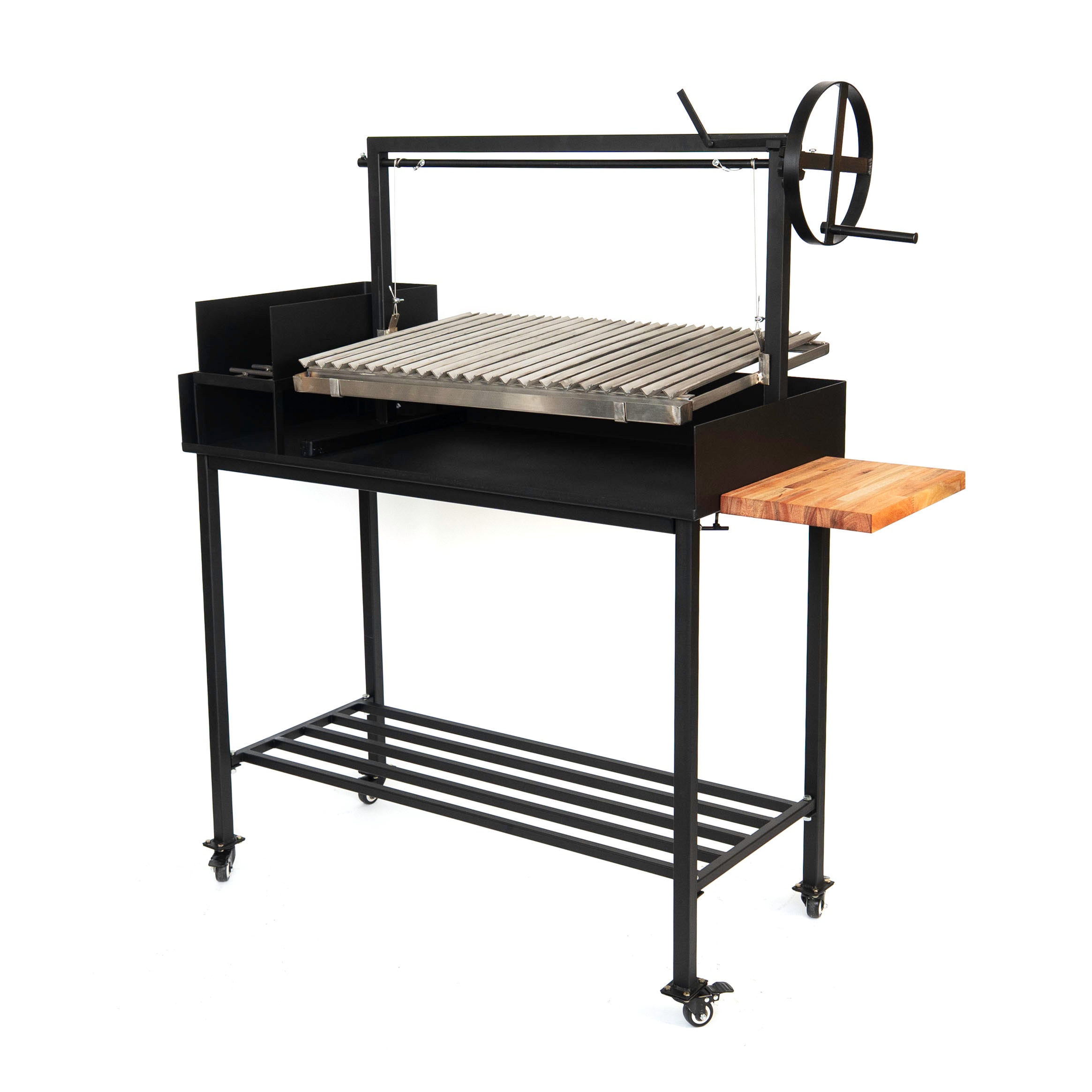 Premium Santa Maria Grill with Inox V-Shaped Grates and Cart