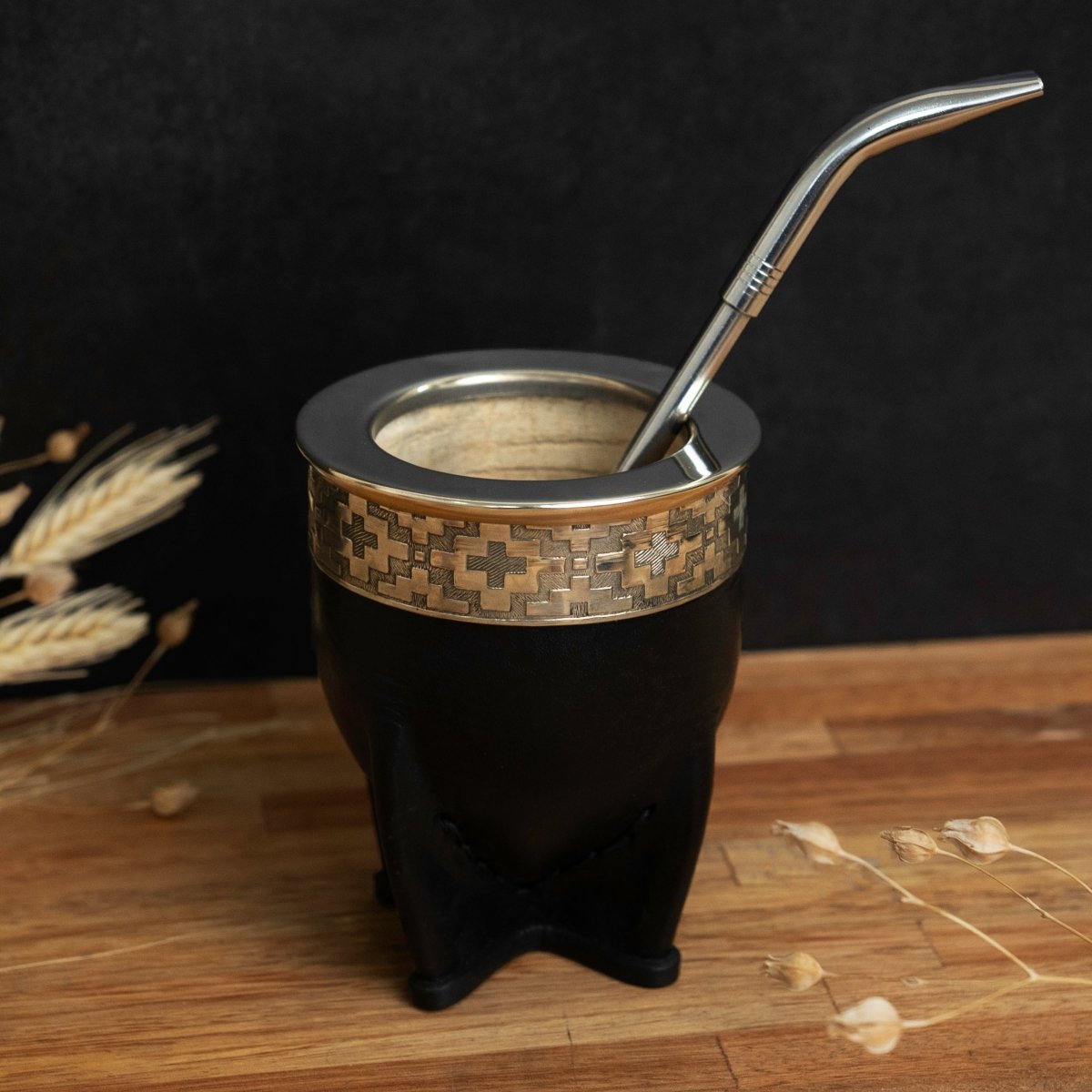 Imperial Mate Gourd with Guarda Pampa Detail BlackGaucholife