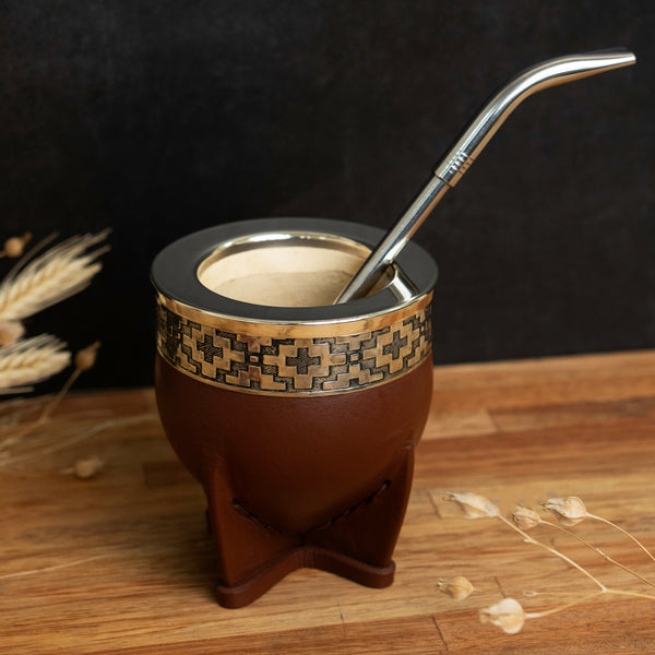 Imperial Mate Gourd with Guarda Pampa Detail Brown