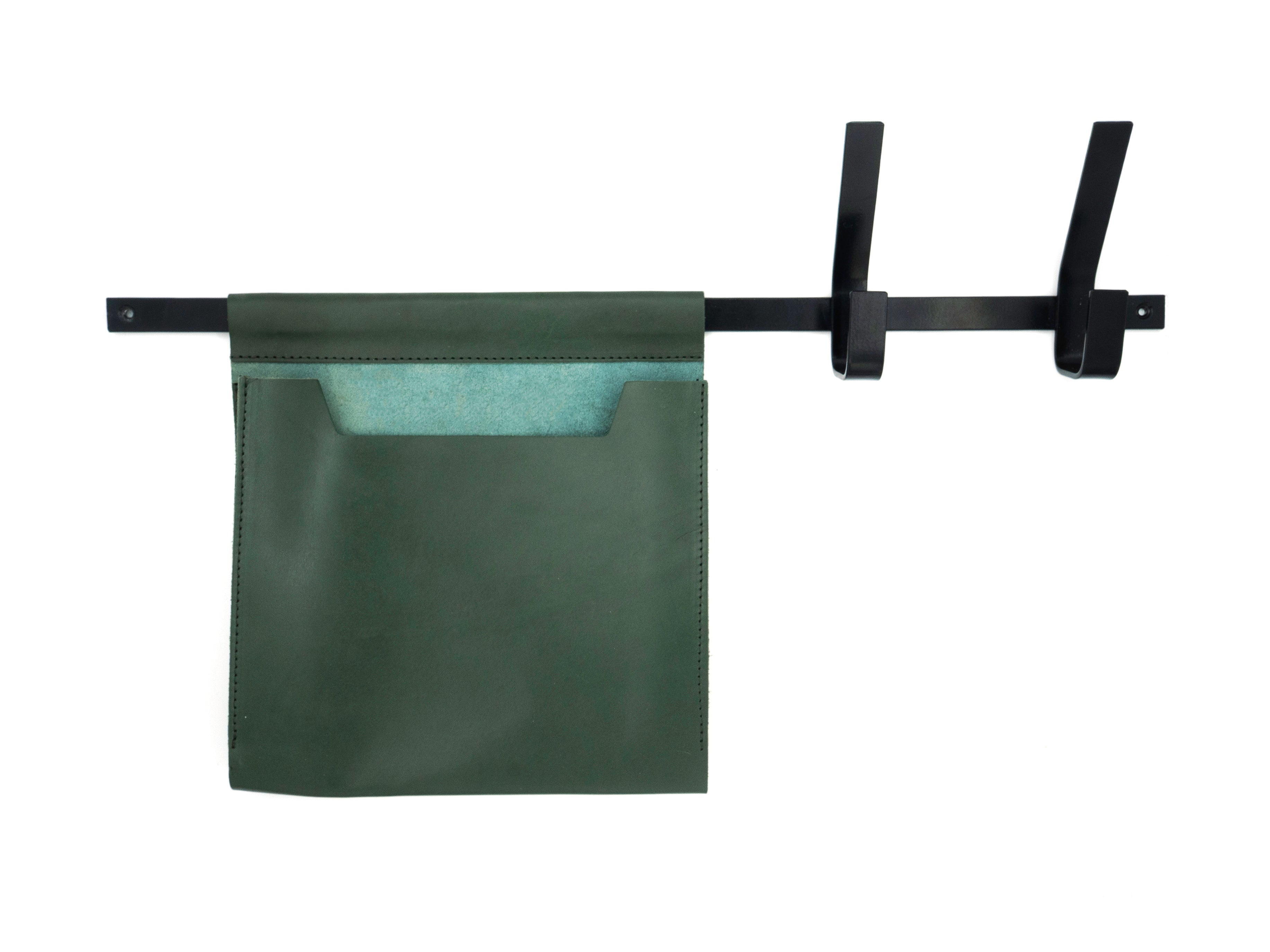 Large Leather Wall Pocket with hooks