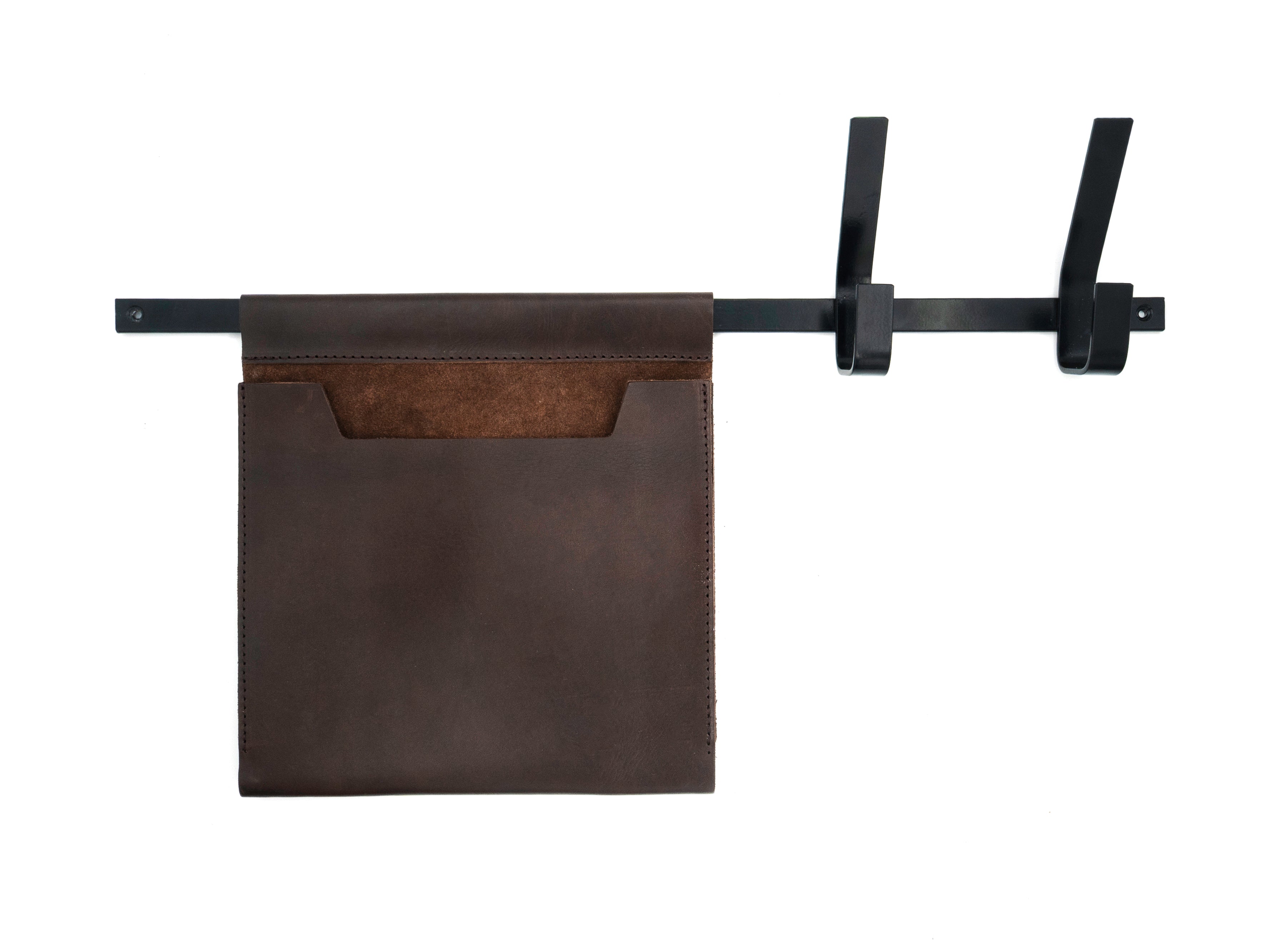 Large Leather Wall Pocket with hooks