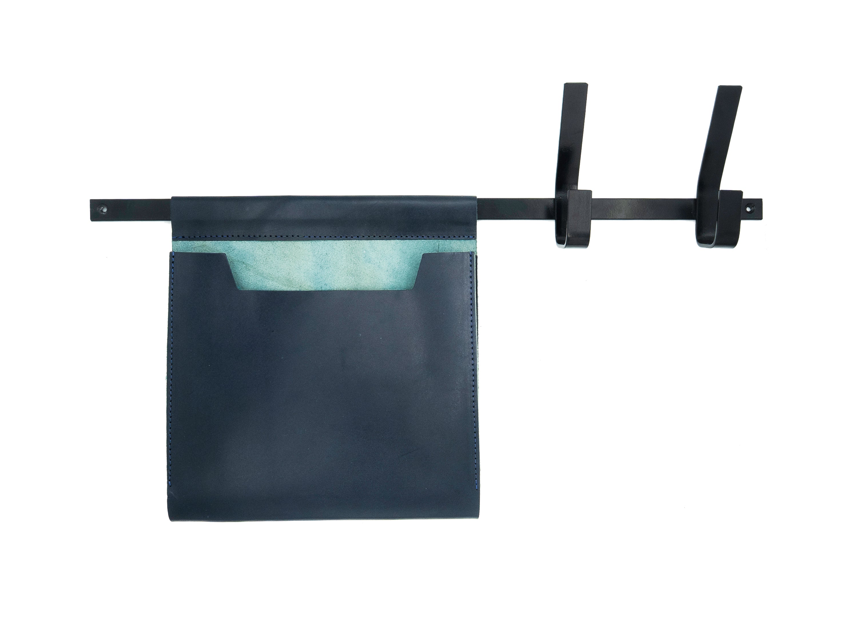 Large Leather Wall Pocket with hooks