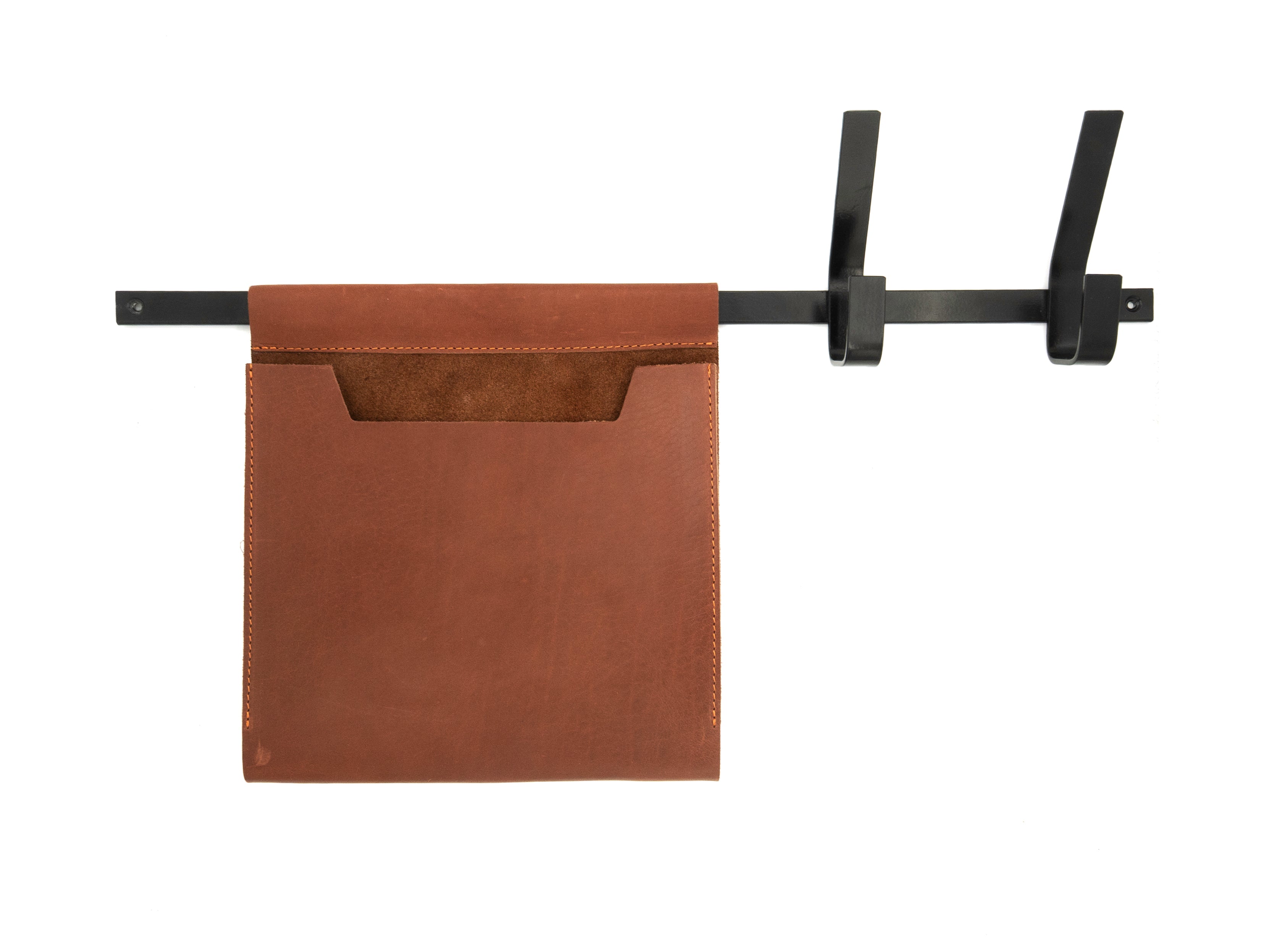 Large Leather Wall Pocket with hooks