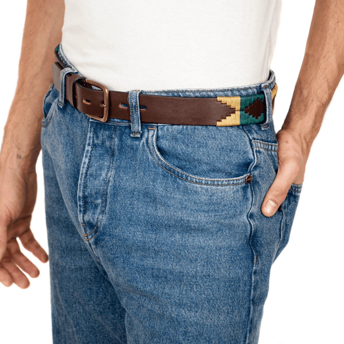 Embroidered Belt (Green and Tan)30 inchesGaucholife