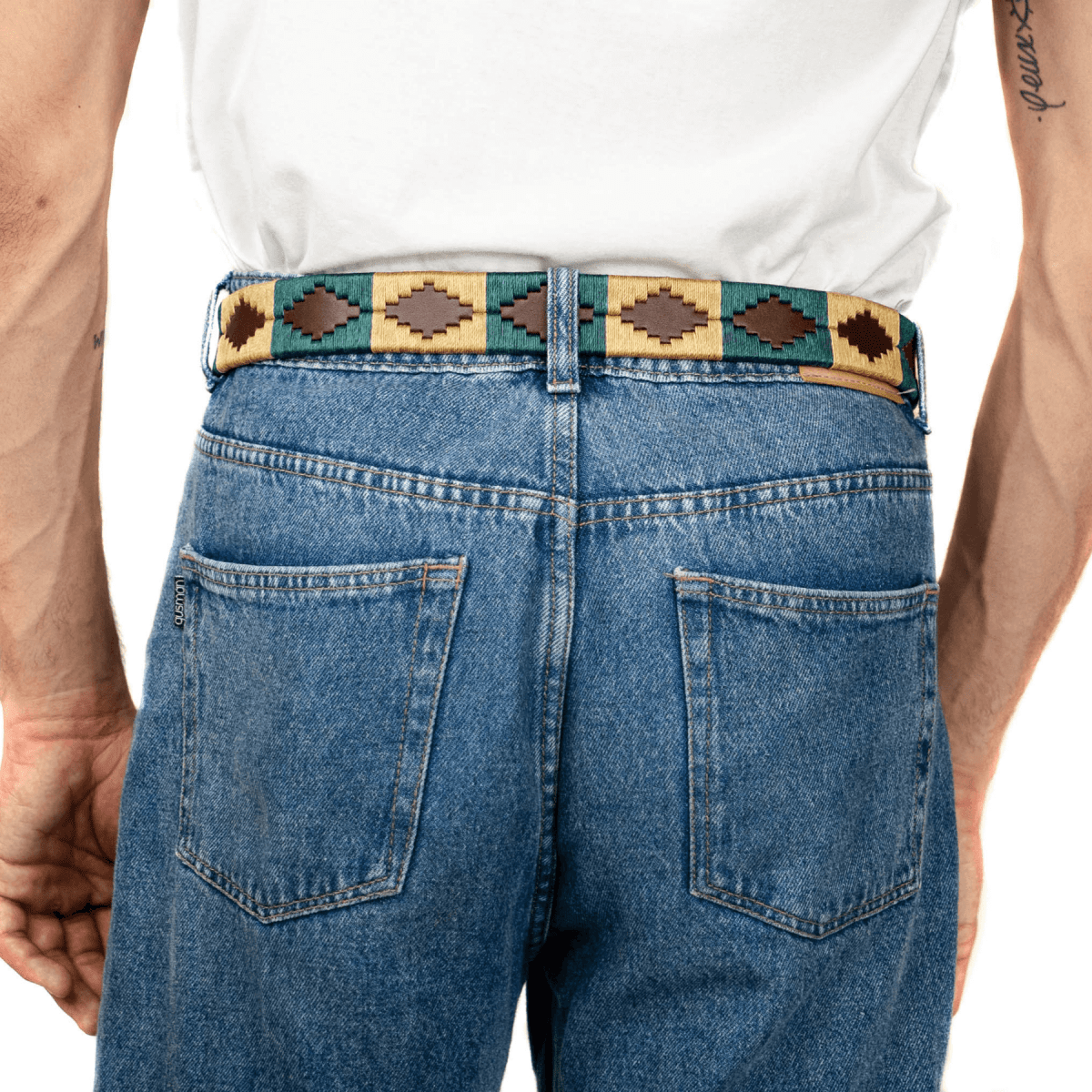 Embroidered Belt (Green and Tan)30 inchesGaucholife