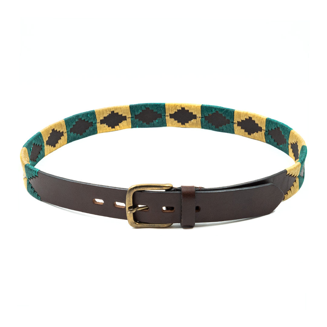 Gaucholife Belts Embroidered Belt (Green and Tan)