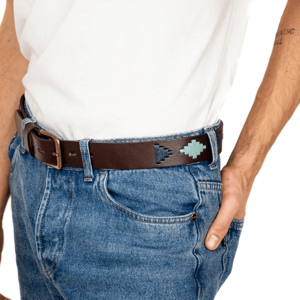 Embroidered Belt (Green/Blue)30Gaucholife