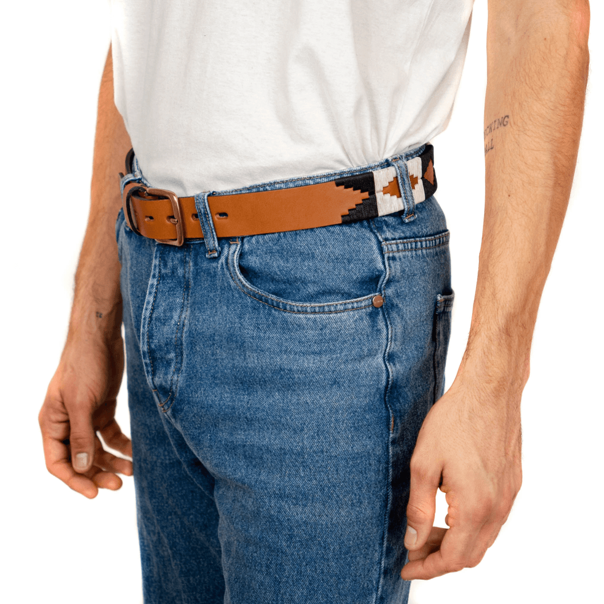 Gaucholife Belts Embroidered Belt (Tan/Blue/White)