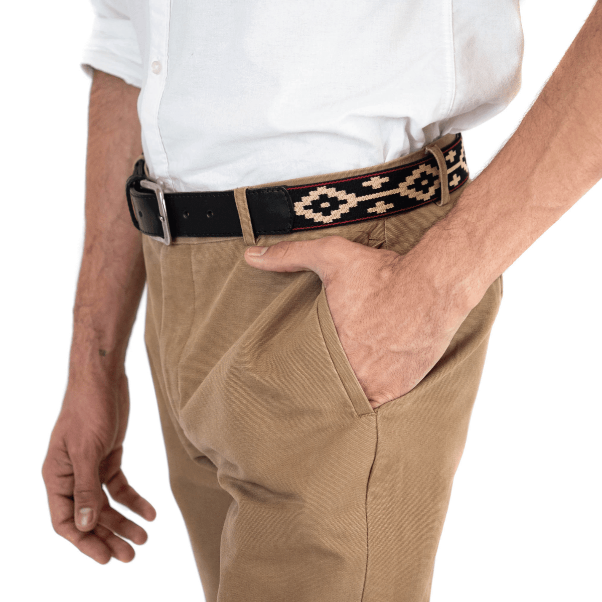 Guarda Pampas Woven Belt (Black/Black - Red)30Gaucholife