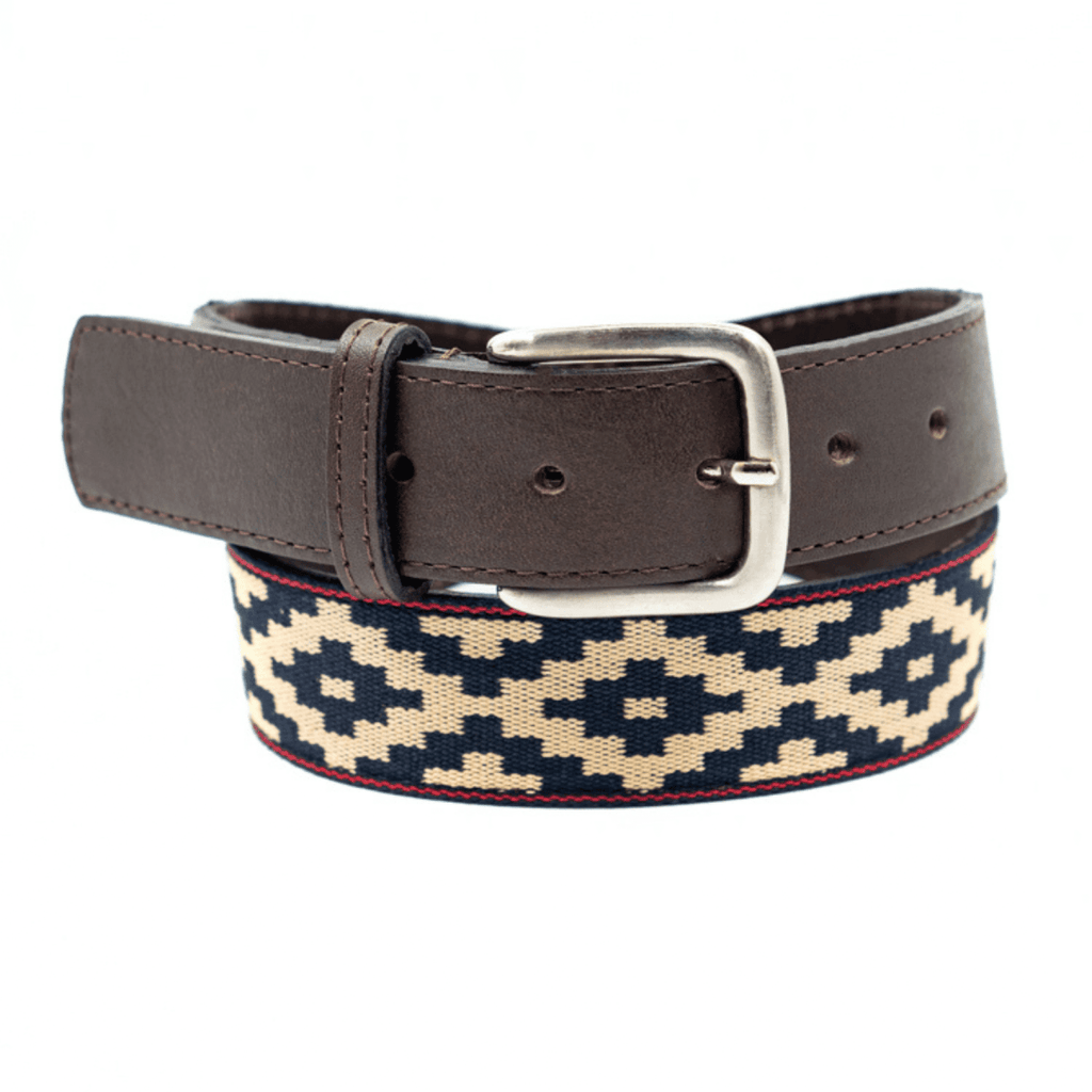 2153 Interchangeable Handmade Woven Polo Belt- Guarda Pampas Design, Guarda Pampas Woven Belt (Black/Black-Red) main image 2