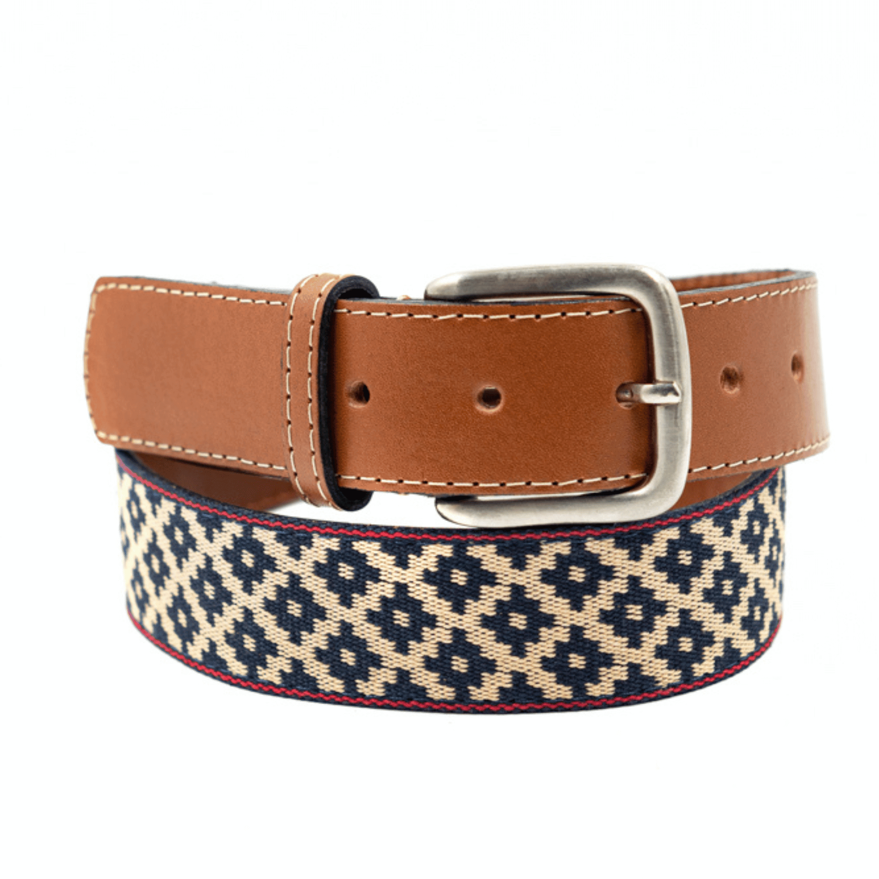 Men's Handmade Western Belt - Cowboy Stitch Medium Brown