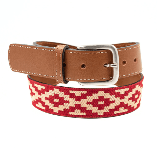 2153 Interchangeable Handmade Woven Polo Belt- Guarda Pampas Design, Guarda Pampas Woven Belt (Black/Black-Red) main image 4