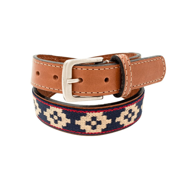 Kids Guarda Pampa Woven Polo Belt (Beige/Blue)