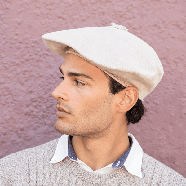 Beige Cotton Thread Beret