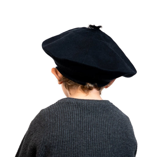 Black Unisex Kids Beret