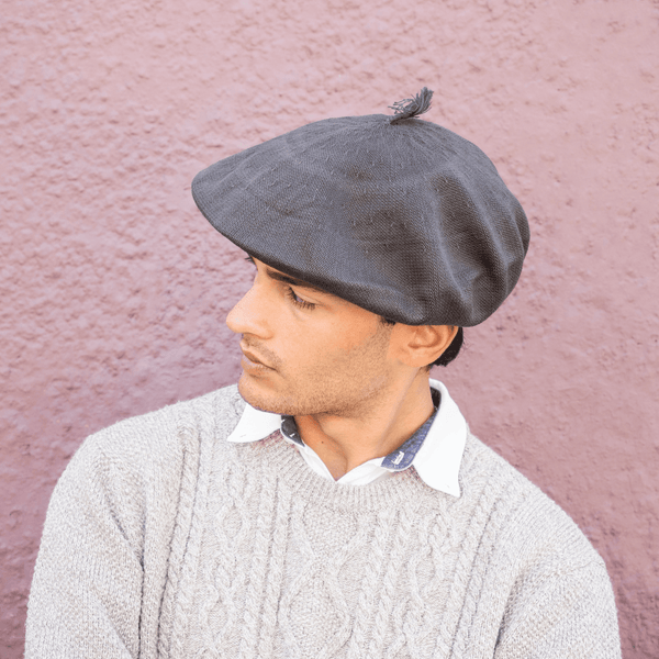 Gray Cotton Thread Beret