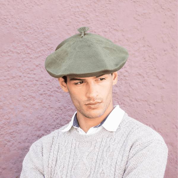 Green Cotton Thread Beret