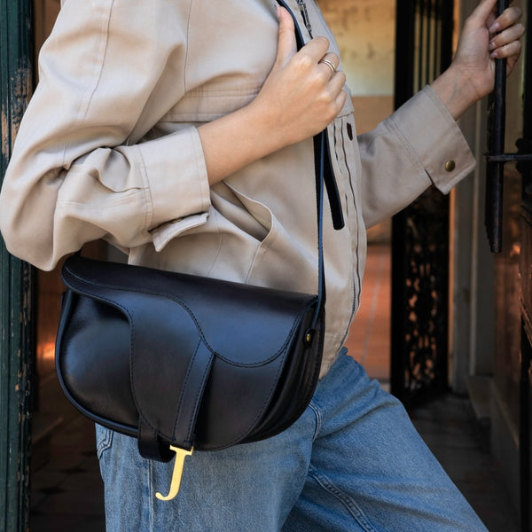 Saddle Purse Bag Black