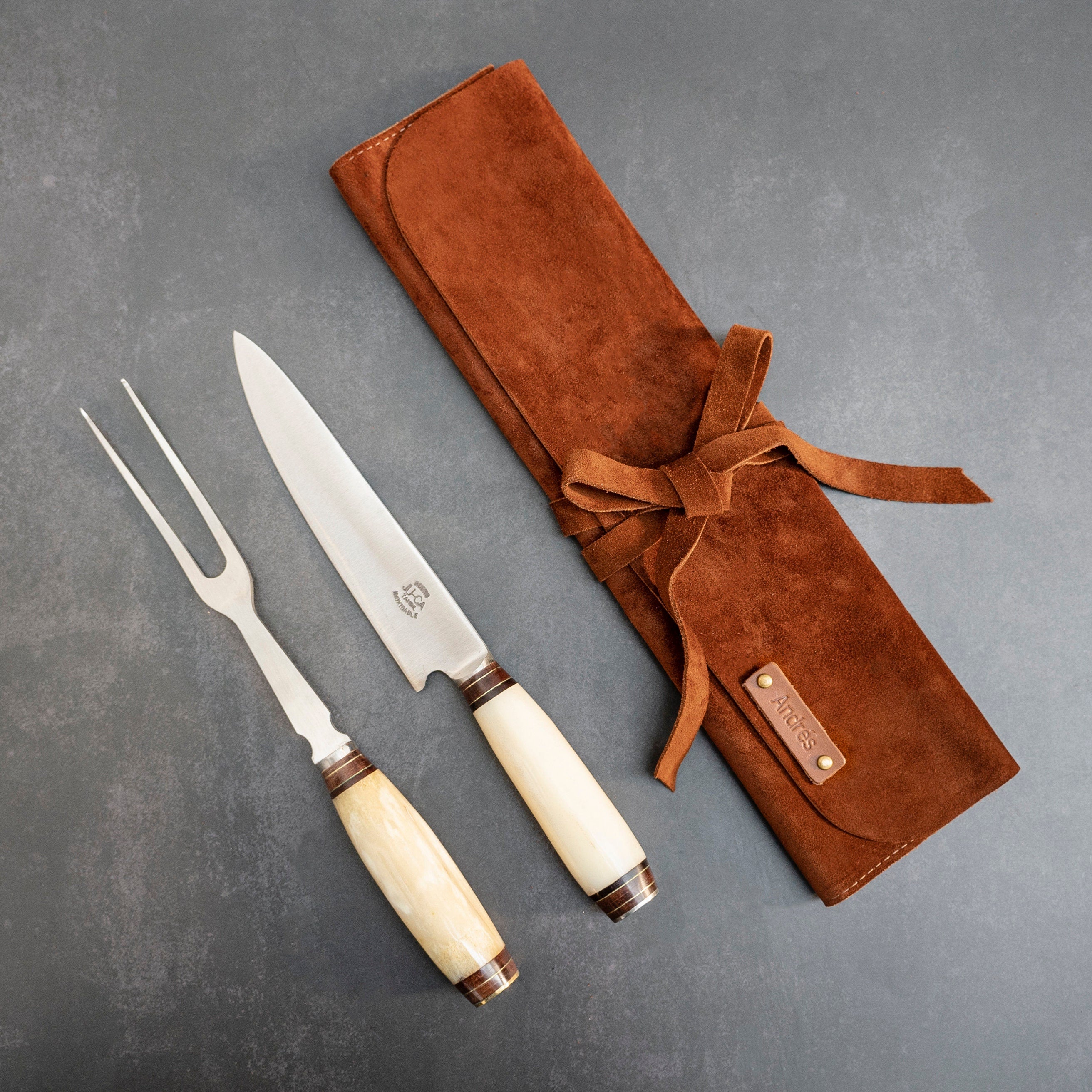 Gaucholife Bone Gaucho Knife and Fork Carving Set,