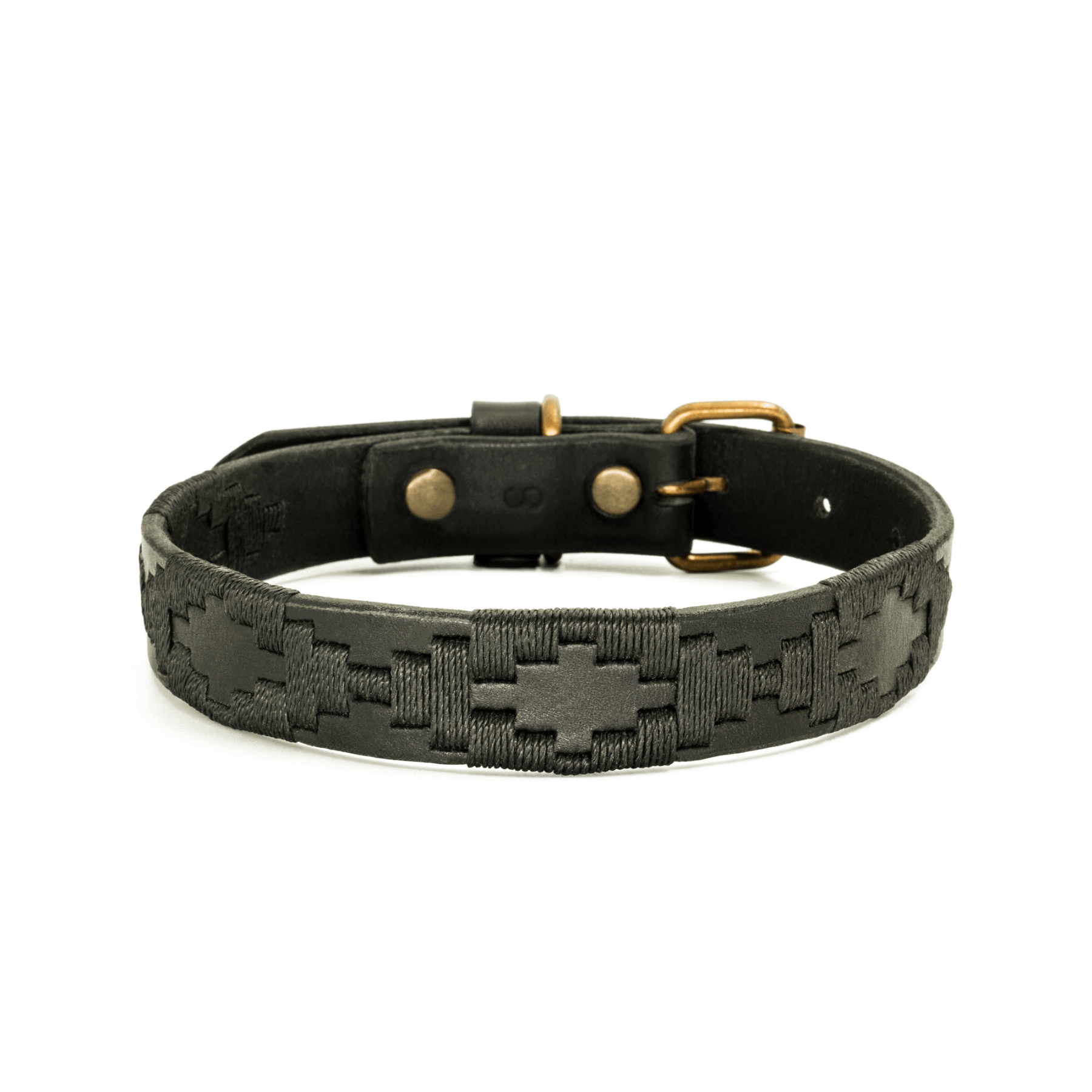 Gaucholife Dogs Embroidered Leather Dog Collar (Black)