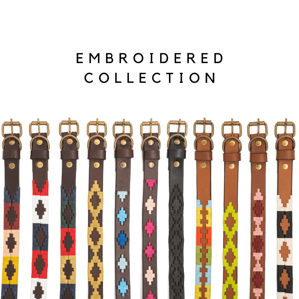 Embroidered leather dog collars hot sale