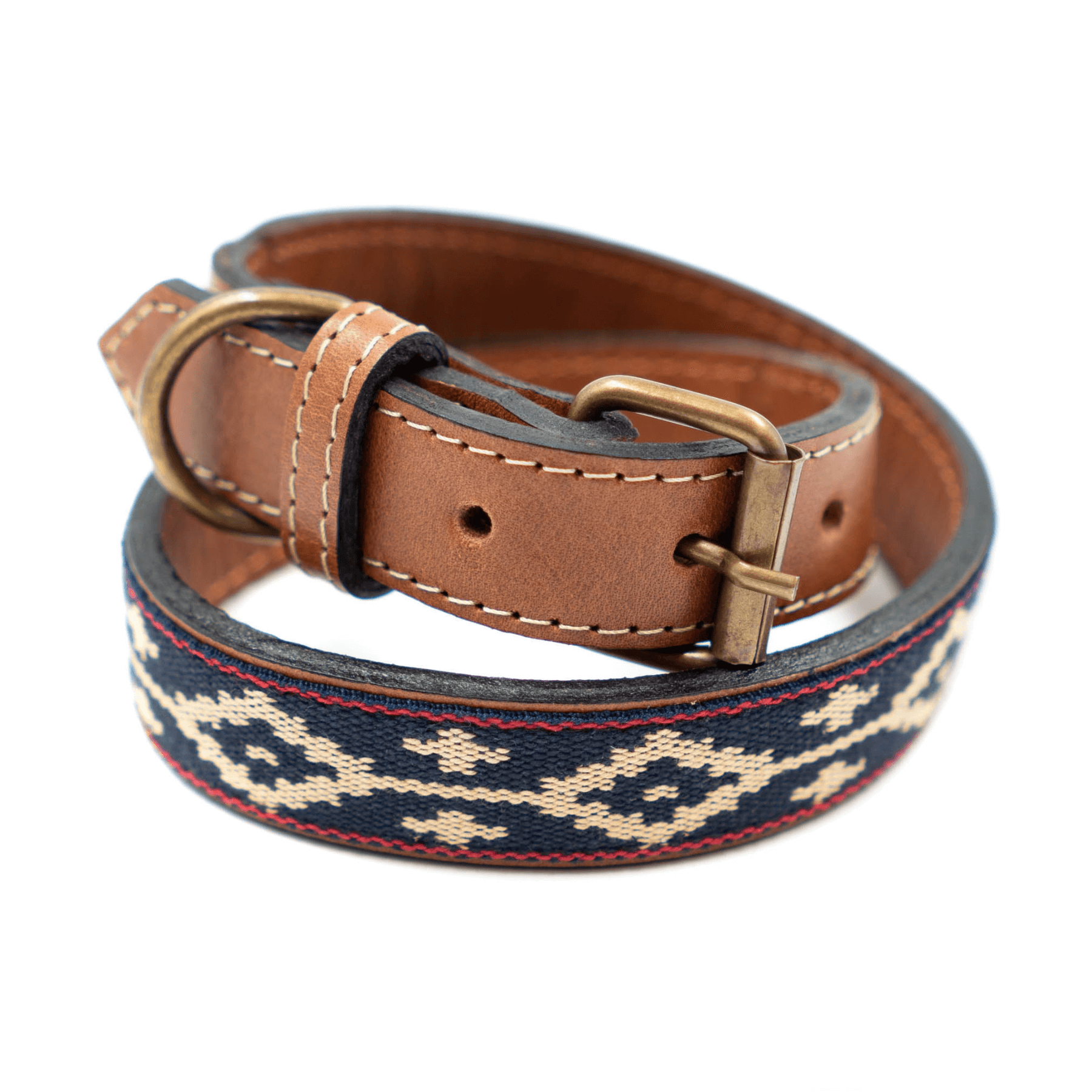 Gaucholife Dogs Guarda Pampas Leather Dog Collar (Blue/Red)