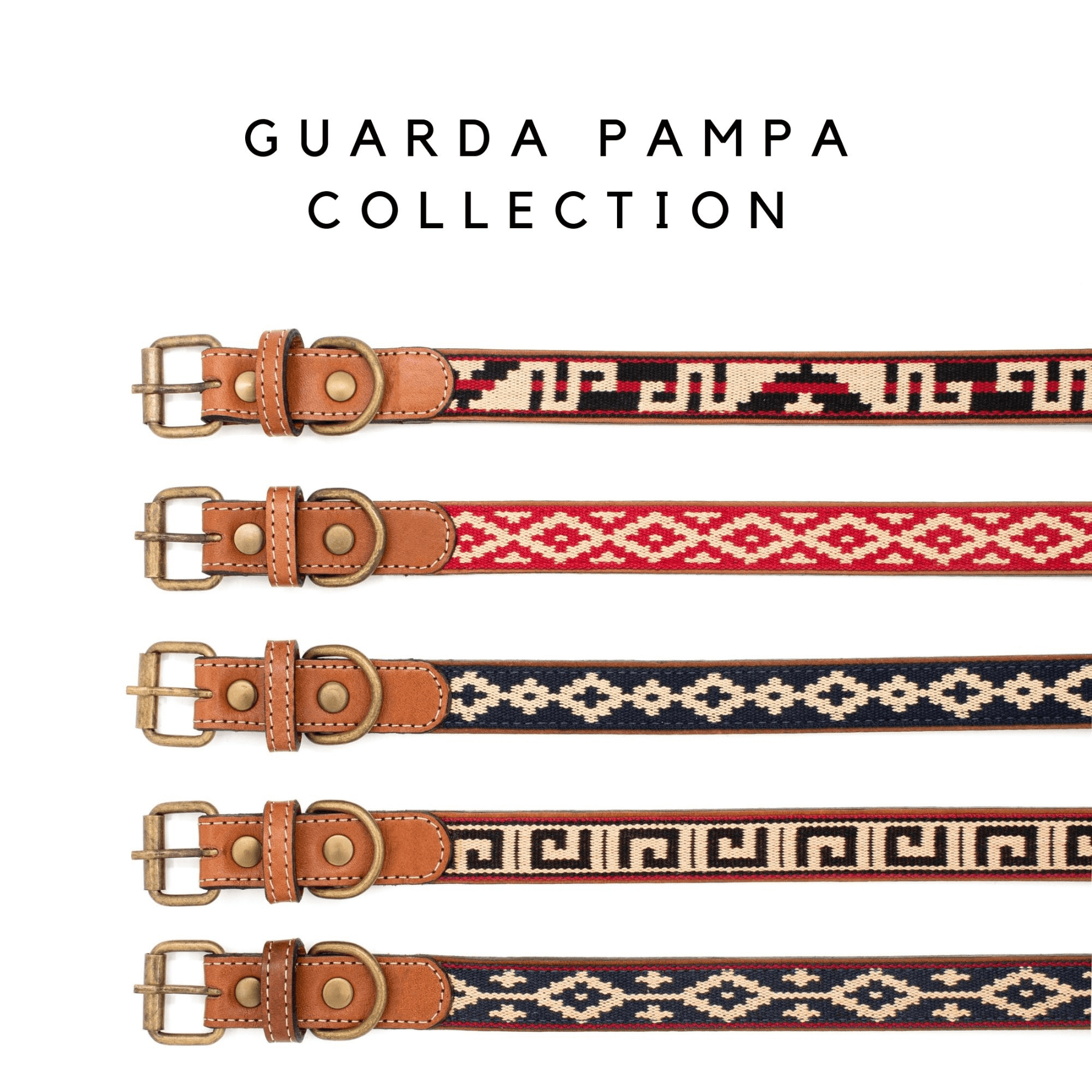 Gaucholife Dogs Guarda Pampas Leather Dog Collar (Blue/Red)